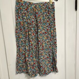 Loft Floral Midi Skirt with Side Slit